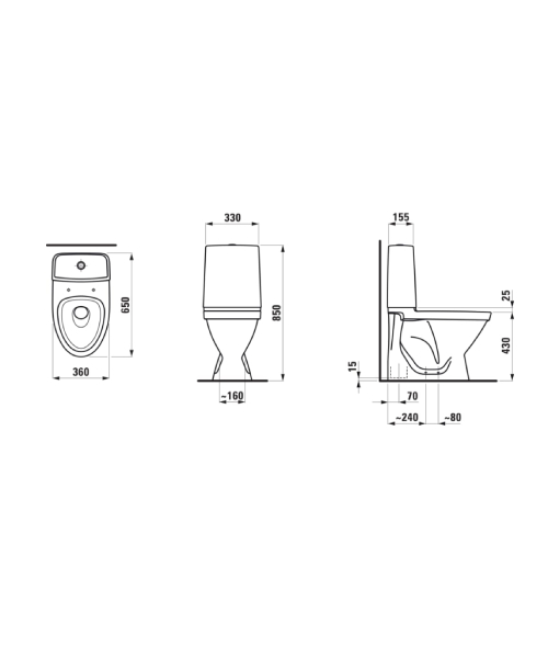 604043200 Laufen Kompas E gulvstående toilet uden skyllekant, med skjult S-lås, skruemontering, hvid cm Godrumsvvs.dk Laufen Kompas E toilet med skjult S-lås, åben skyllerende, ekskl. multikvik, hvid