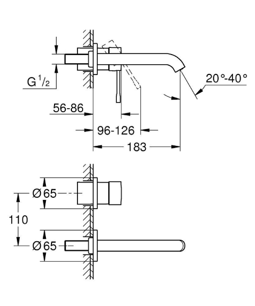 Grohe - Essence new håndvaskarmatur 2-huls, M-Size, uden indbygningsdele