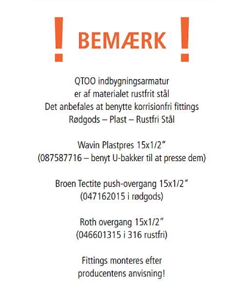 Qtoo - D line indbygningsdel 12450x340mm, til tud, udtag, vægarm 1 Godrumsvvs.dk Qtoo - D line håndvaskarmatur til indbygning, 190mm tud, sampak