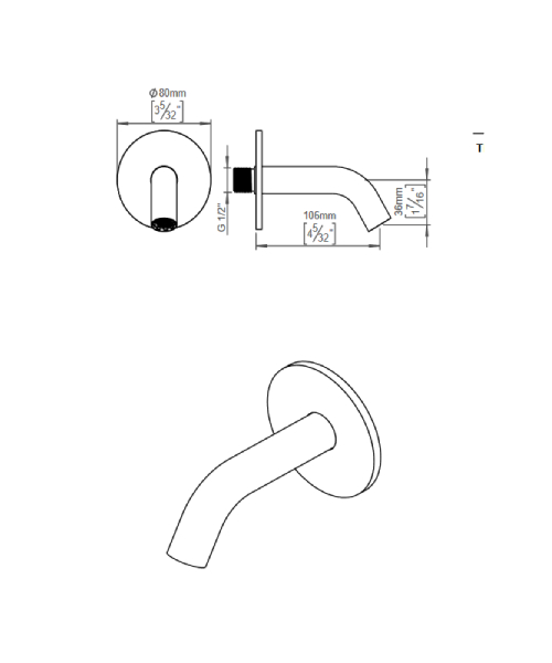 702512886 Qtoo - D line håndvaskarmatur, tud med knæk, fremspring 115mm, ø 22mm, roset ø 80mm cm Godrumsvvs.dk Qtoo - D line håndvaskarmatur, tud med knæk, fremspring 115mm, ø 22mm, roset ø 80mm