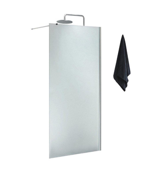 674946141 Cassøe - Slim fritstående brusevæg, 80x200cm, frostet glas, med 100cm forhængsstang Godrumsvvs.dk Cassøe - Slim fritstående brusevæg, 200cm, frostet glas, med 100cm forhængsstang