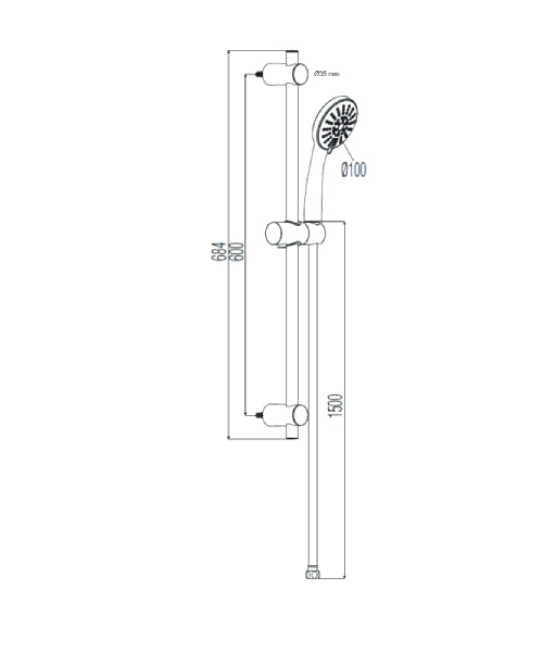 Alterna - Image brusersæt 3-jet, håndbruser ø110mm, superflex bruserslange 1500mm, krom