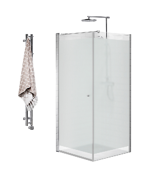 Alterna - Vetro brusedør, svingdør, lige 1 dør, hærdet klart glas med matsort profil, 200 cm