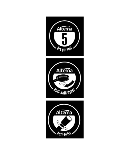 Alterna - Image brusersæt 3-jet, håndbruser ø110mm, superflex bruserslange 1500mm, krom