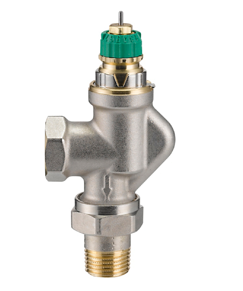 Danfoss - RA-DV UK radiatorventil 1/2". Omvendt vinkelløbende med indbygget trykregulator til 2-strengsanlæg, 013G7710