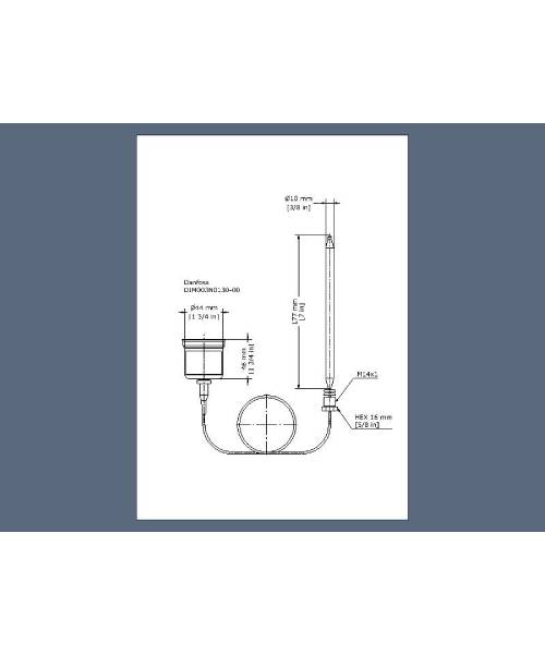 Danfoss - AVTB serviceelement, 20-60°C, føler Ø 9,5 x 180mm, 2 m, 003N0130