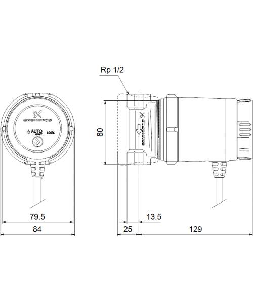 Grundfos - COMFORT 15-14 BA cirkulationspumpe 80 mm, til brugsvand