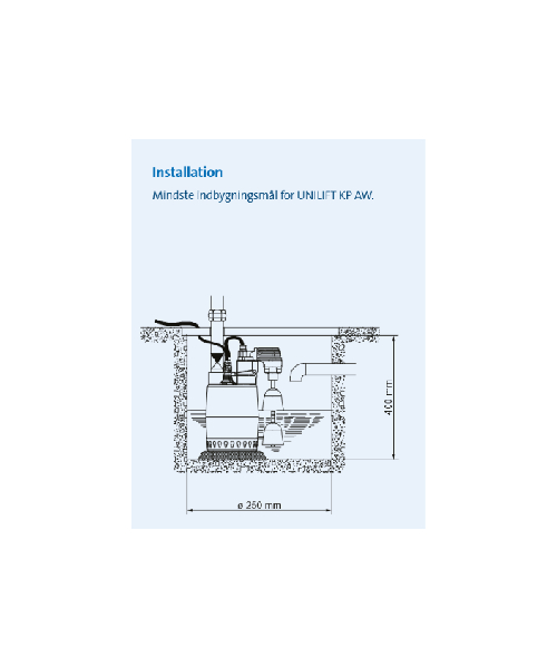 Grundfos Unilift dykpumpe KP250-AW-1 1x220-230V. vertikal aut. stop-start. 10m kabel mm Grundfos UNILIFT KP 250 AW-1 kælderpumpe/dykpumpe