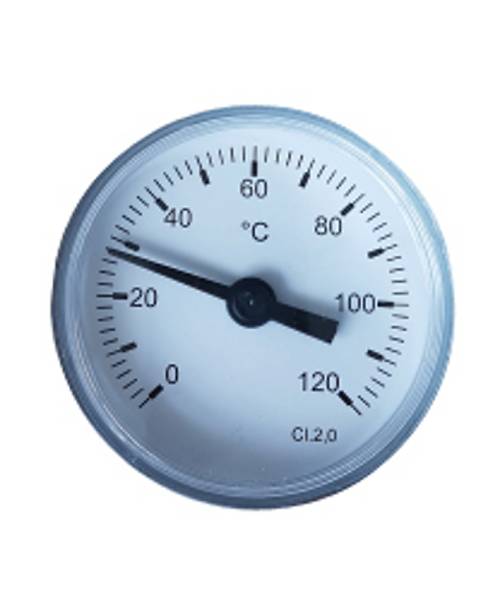 Erik Færgemann skivetermometer Ø63, 12''x40 mm, 0-120 C, messing dykrør 1 Erik Færgemann - skivetermometer Ø 63, 1/2''x 100 mm, 0-120°C, messing dykrør