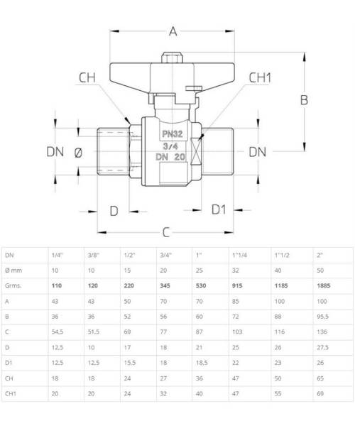 Cimberio - CIM 302/14 kuglehane nippel/nippel