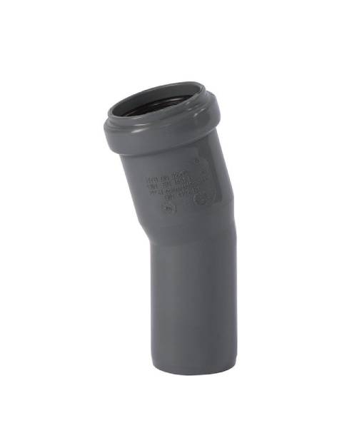 Unico bøjning med muffe grå PP 110, 75, 50, 40 mm 15gr Unico - bøjninger med muffe, PP, 15°, grå