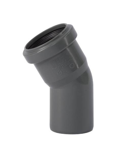 Unico bøjning med muffe grå PP 110, 75, 50 mm 30gr Unico - bøjninger med muffe, PP, 30°, grå