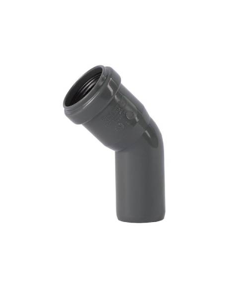 Unico bøjning med muffe grå PP 110, 75, 50 mm 45gr Unico - bøjninger med muffe, PP, 45°, grå