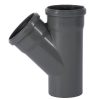 Unico - grenrør med 2 muffer, PP, 45gr, 110, 75, 50, 40, 30, 15 mm Unico - grenrør med 2 muffer, PP, 45°, grå