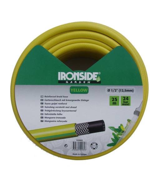 Ironside vandslange 12 25m armeret gul Ironside - vandslange 1/2" armeret, gul, 25m