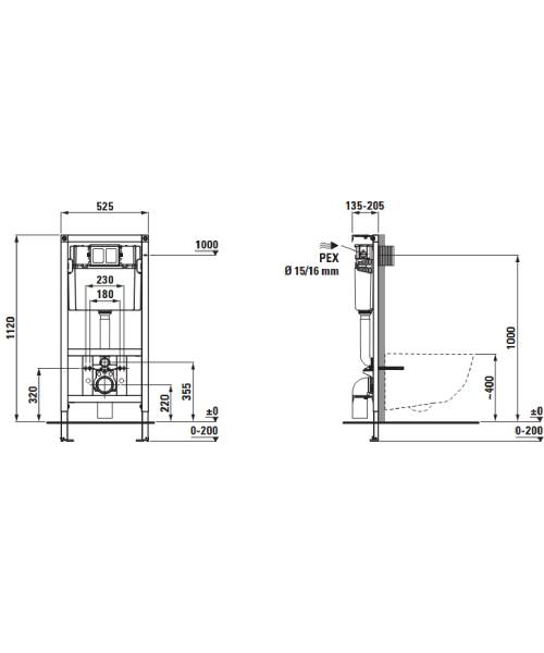 LAUFEN - LIS indbygningscisterne 112 frontbetjent 4,5/3l