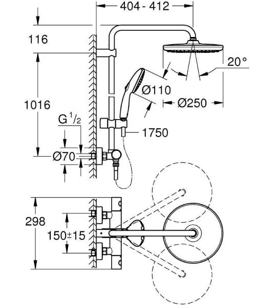 Grohe - Tempesta brusesystem, håndbruser ø110mm, forkromet