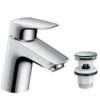Hansgrohe - Logis 70 håndvaskarmatur, med push-open bundventil, lav tud, forkromet