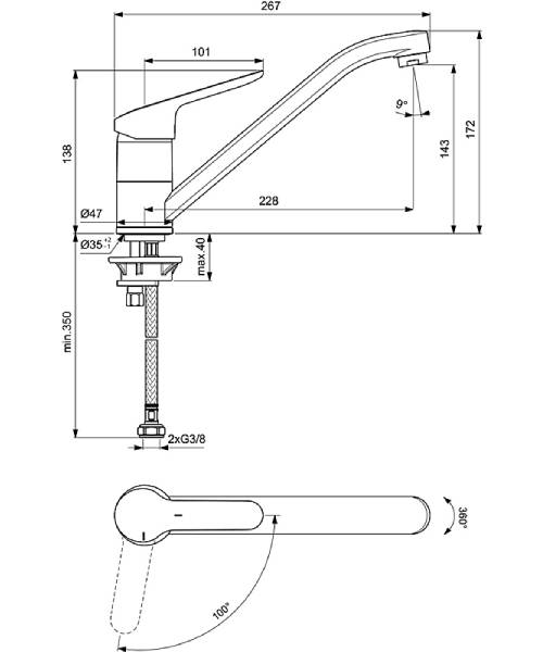Ideal Standard - Ceraflex BC129AA, BlueStart køkkenarmatur, krom