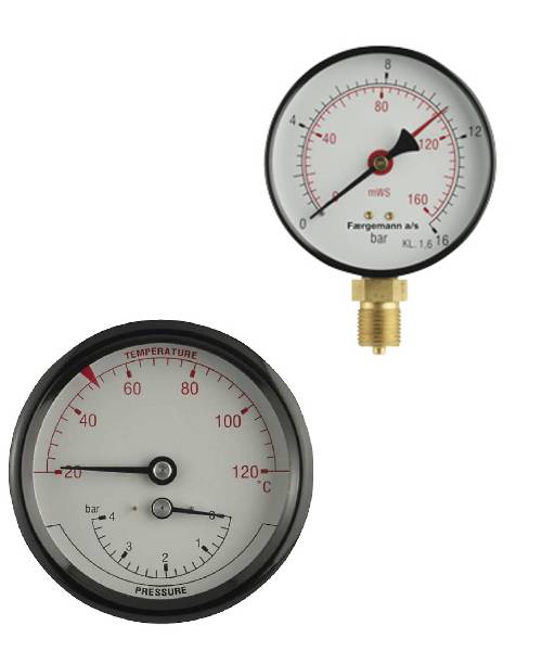 Manometre Godrumsvvs.dk Erik Færgemann - manometer Ø 100 mm, 1/2" (ned), 0-10 bar, glycerinfyldt