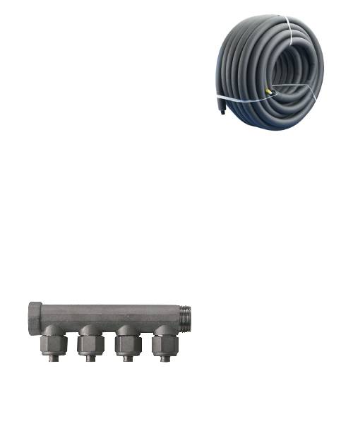 Altech - 3/4" fordelerrør med 2x1/2" studse, 15 mm