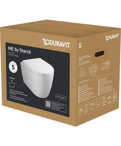 Duravit - ME Starch hængeskål til vægmontering, DuraShield, hvid højglans, 480x350x360mm, sampak