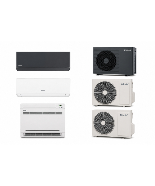 varmepumpe luft luft Altech Vaillant Panasonic Bosch Midea 10kW - Vaillant aroTHERM plus monoblock + uniTOWER varmepumpe luft/vand + buffertank, sæt