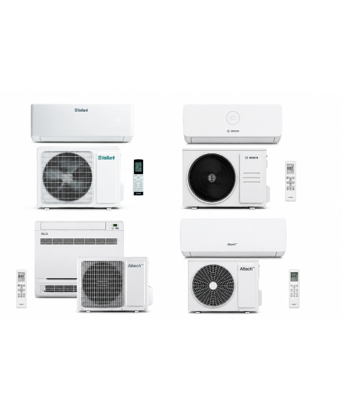 varmepumpe luft luft sæt Altech Vaillant Panasonic Bosch Midea 10kW - Vaillant aroTHERM plus monoblock + uniTOWER varmepumpe luft/vand + buffertank, sæt