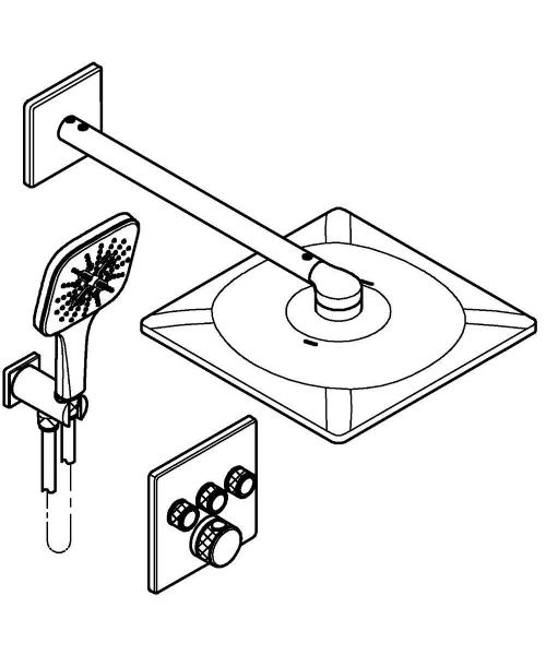 Grohe Grohtherm SmartControl indbygningsbrusesystem 3SC cube Grohe - Grohtherm SmartControl indbygningsbrusesystem, sampak, krom