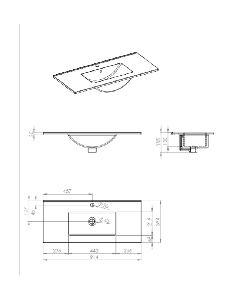 Alterna IMAGE håndvask 90 cm til møbelskab