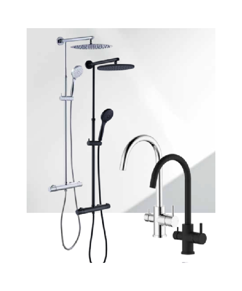 A-collection Azur brusesystem, håndbruser ø100mm, hovedbruser ø300mm