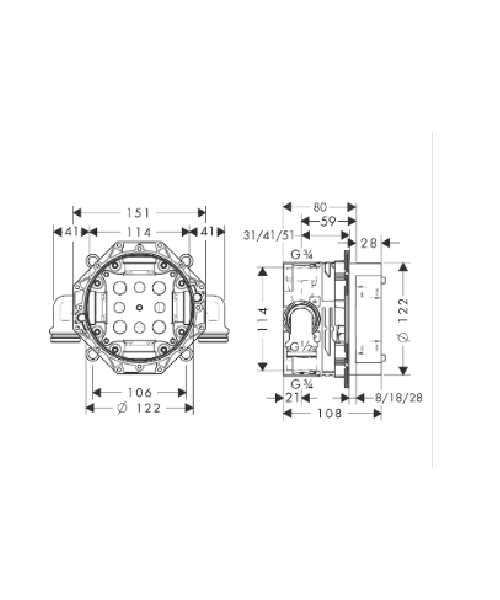 hansgrohe Ibox universal indbygningboks inkl. Lækagesikring mm Hansgrohe Ibox universal indbygningboks inkl. lækagesikring